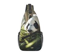 LLKGOT Bonita bolsa de hombro con diseño de panda comiendo bambú, adecuada para hombres y mujeres, adecuada para bolsas de fitness y viajes de senderismo