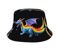 LLKGOT Colorido sombrero de pescador de viaje al aire libre con imagen de dragón volador, un sombrero de playa adecuado tanto para hombres como para mujeres