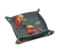 Llkgot Flowers On The Ship's Anchor - Bandeja de almacenamiento de cuero de doble cara de PVC de calidad media para un almacenamiento y organización cómodos