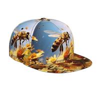 LLKGOT Gorra de béisbol Flying Bees Daisy Honey Picture para adultos, adecuada tanto para hombres como para mujeres, tamaño clásico ajustable, color negro