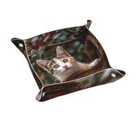 Llkgot Kitten in The Basket - Bandeja de almacenamiento de cuero de doble cara de PVC de calidad media para un almacenamiento y organización cómodos