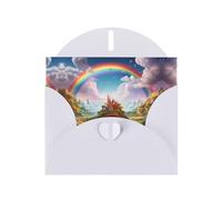 LLKGOT Little World Under The Rainbow - Tarjeta de felicitación con imagen de papel nacarado de doble cara, diseño de perlas