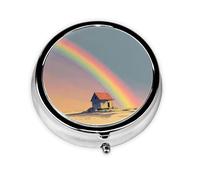 LLKGOT Pastillero redondo con 3 compartimentos para almacenamiento de pastillas y viajes portátiles de The House Under The Rainbow Picture