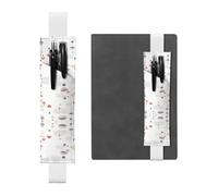 LLKGOT Portalápices de cuero con estampado de setas rojas y hongos grises para diarios de tapa dura, agendas, planificadores, bolsa de correa ajustable, White, Talla única
