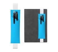 LLKGOT Portalápices de cuero con impresión azul claro para diarios de tapa dura, agendas, agendas, bolsa de correa ajustable
