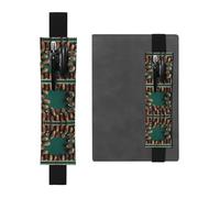 LLKGOT Portalápices de cuero con impresión de borde de cono de pino para diarios de tapa dura, diarios, planificadores, bolsa de correa ajustable, Black, Talla única