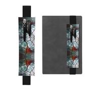 LLKGOT - Portalápices de cuero con impresión de grietas esmaltadas de cerámica para diarios de tapa dura, diarios, planificadores, bolsa de correa ajustable