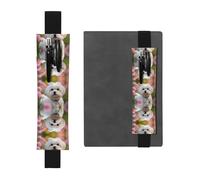LLKGOT Portalápices de cuero con impresión de perro maltés para diarios de tapa dura, diarios, planificadores, bolsa de correa ajustable, Black, Talla única