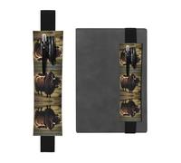 LLKGOT Portalápices de cuero con impresión Mighty Highland Yak para diarios de tapa dura, diarios, planificadores, bolsa de correa ajustable, Black, Talla única