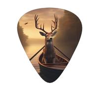 LLKGOT Púa de guitarra con imagen de ciervo de remo, 12 piezas con tres combinaciones de púas de grosor adecuadas para bajo y ukelele