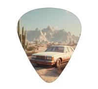 LLKGOT Púa de guitarra con imagen de coche en el desierto, 12 piezas con tres combinaciones de púas de grosor adecuadas para bajo y ukelele