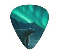 LLKGOT Púa de guitarra con imagen de oso polar en la aurora boreal, 12 piezas con tres combinaciones de púas de grosor adecuadas para bajo y ukelele