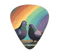 LLKGOT Púa de guitarra con imagen de palomas bajo el arco iris, 12 piezas con tres combinaciones de púas de grosor adecuadas para bajo y ukelele