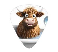 LLKGOT Púa de guitarra Highland Cow Baby tomando un baño de 12 piezas con tres combinaciones de púas de grosor adecuadas para bajo y ukelele