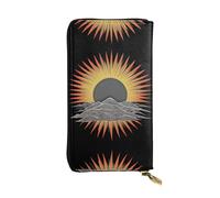 LLKGOT Rising Sun of Mt. Pattern - Cartera larga de piel para mujer, de gran capacidad, con cremallera para tarjetas de crédito