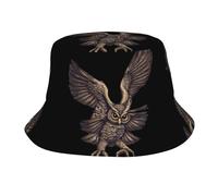 LLKGOT Sombrero de pescador de verano con imagen de búho volador para viajes, un sombrero de playa adecuado tanto para hombres como para mujeres, color negro