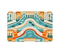 LLKGOT Tapete antideslizante con diseño de edificios de calle antigua para interiores y exteriores, adecuado para entradas de dormitorio y baño, 16 x 24 pulgadas