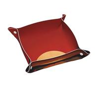 Llkgot The Red Sun in The Desert - Bandeja de almacenamiento de cuero de doble cara de PVC de calidad media para un almacenamiento y organización cómodos