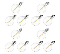 LLKOZN Bombillas LED de Repuesto G40 de 12 Piezas, Bombillas de Globo LED Inastillables Con Base de Tornillo E12 para Luces de Cadena Solares Cálido