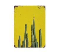 LLLDHGCBSS Cartel de metal con diseño de cactus en amarillo para colgar en la pared, pintura de hierro retro, para el hogar, cocina, jardín, garaje, decoración de pared, 16 x 12 pulgadas
