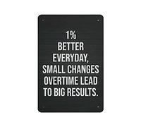 LLLDHGCBSS Cartel de metal con texto en inglés "1% Better Everyday" para decoración de pared, cocina, hogar, garaje, 30,5 x 20,3 cm