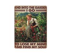 LLLDHGCBSS Cartel de metal con texto en inglés "The Garden I Go to Lose My Mind", póster de estaño vintage, decoración de pared, cocina, hogar, garaje, 40,6 x 30,5 cm