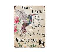 LLLDHGCBSS Cartel de metal de hojalata con texto en inglés "What If I Fall Oh But My Darling What If You Fly", póster de estaño vintage, decoración de pared, cocina, hogar, garaje, 16 x 12 pulgadas