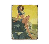 LLLDHGCBSS Cartel de metal de metal con diseño de pinup Gir vintage, decoración de pared, cocina, hogar, garaje, 40,6 x 30,5 cm