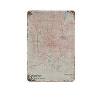 LLLDHGCBSS Maps American City Columbus - Placa de metal para colgar en hierro, pintura retro para el hogar, cocina, jardín, garaje, decoración de pared, 30,5 x 20,3 cm