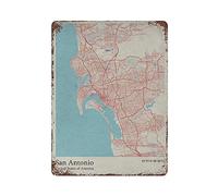 LLLDHGCBSS Maps American City San Antonio - Placa de metal para colgar, pintura de hierro retro, para hogar, cocina, jardín, garaje, decoración de pared, 40,6 x 30,5 cm