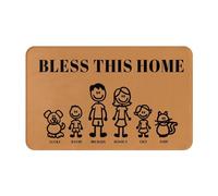 LLLGSH Felpudo Personalizado Con Toda Tu Familia y Mascotas - Base Antideslizante Para Entrada a Casa, Pasillos, Puertas de Exterior - 60 x 40 cm