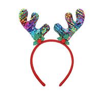 LLLmhuaa Diadema con purpurina para el pelo, diseño de cuerno de Navidad, diademas festivas para decoración de fiesta de Halloween, diademas con purpurina para niños