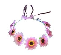 LLLmhuaa Diadema de girasol con flores brillantes, decoración para el cabello, guirnalda para mujer, tocados de boda, guirnalda de flores