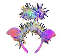 LLLmhuaa El tamaño se adapta a la mayoría de diademas blancas de ángel con luz LED, mejora tu aspecto de disfraz de Halloween, accesorio de fiesta, diadema con luz LED