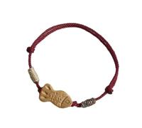 LLLmhuaa Elegante hilo de algodón hecho a mano, accesorio de joyería único trenzado ajustable, joyería de la suerte Little Fish Hand Rope, talla única, como se describe
