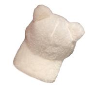 LLLmhuaa Gorras de béisbol de felpa para adultos, resistentes al viento, pico de pato para mujeres y niñas, sombrero de ciclismo al aire libre con bonita decoración de orejas de oso, hombres y mujeres