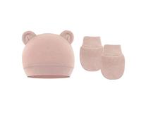LLLmhuaa Gorro de bebé recién nacido con guantes para otoño e invierno, algodón cálido, accesorios para niños, gorro infantil de 0 a 6 meses, Taro, Talla única