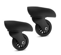 LLLmhuaa Juego de 2 ruedas de repuesto resistentes para maleta, maleta de 360 grados, rueda silenciosa, W101 Negro, One Size