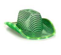 LLLmhuaa Sombrero de vaquero para fiesta de boda para adultos con ala de luz LED, sombrero de Fedoras occidentales, a prueba de sol, para novia, lucha, sombreros irlandeses para hombres, adolescentes