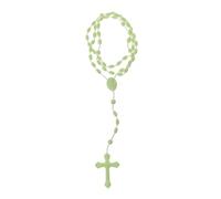 LLLucky Luminoso Collar Cruzado de plástico Rosario Perlas catolicismo religioso Collar joyería Verde