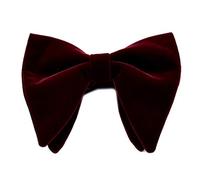 LLLucky Mens Terciopelo Vintage Doble Capa Pre-Atado Pajarita Hecha A Mano Brillo Esmoquin de Color Sólido Corbata Grande de Gran Tamaño Ajustable Vino Rojo
