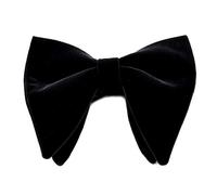 LLLucky Mens Terciopelo Vintage Doble Capa Pre-Atado Pajarita Hecha A Mano Brillo Esmoquin de Color Sólido Gran Corbata de Longitud Ajustable de Gran Tamaño Negro