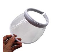 LLLucky Unisex Verano Color Caramelo Protección UV Parte Superior Abierta Visera Sombrero Transparente PVC Plástico ala Ancha Clip-On Sport Beach Cap Blanco