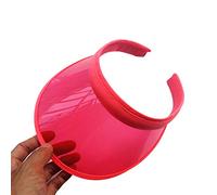 LLLucky Unisex Verano Color Caramelo Protección UV Parte Superior Abierta Visera Sombrero Transparente PVC Plástico ala Ancha Clip-On Sport Playa Gorra Fluorescente Rosa