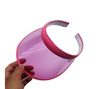 LLLucky Unisex Verano Color Caramelo protección UV Tapa Abierta Visera Sombrero Transparente PVC plástico ala Ancha Clip-On Deporte Playa Gorra Rosa