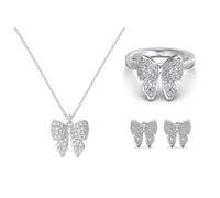 Lllunimon 18K Dainty Mariposa Joyería Set para Mujeres, 5A Cubic Zirconia Mariposa Pendientes Collar Anillo Set, Infinito Forever Love Knot Joyería Regalos para Ella,Sets