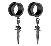 Lllunimon 2PCS Medidores de Orejas para mujeres hombres Cool Sword-Pendant 316 Hipoalergénico Acero Inoxidable Colgante Tapones para los Oídos Túneles 2g 0g Piercing Body Jewelry 6mm-25mm,A,22mm
