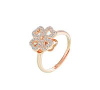 Lllunimon 925 Anillos de plata de ley para las mujeres de cuatro hojas Trébol Spinner Anillo Ajustable Declaración Abierta Alivio Estrés Bandas Anillos de boda Regalo de la suerte,Oro