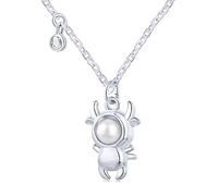 Lllunimon 925 plata de ley Agua dulce culturas perla cuello para las mujeres Pequeño toro colgante cuello joyas espirituales para las mujeres niña regalos de diploma de Navidad,Platinum