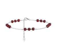 Lllunimon 925 Plata de Ley Granate Rojo Natural Micro Cuentas Delicada Pulsera de Tobillo para Mujeres Enero Piedra de Nacimiento Cristales de Energía Tobillera,Platinum